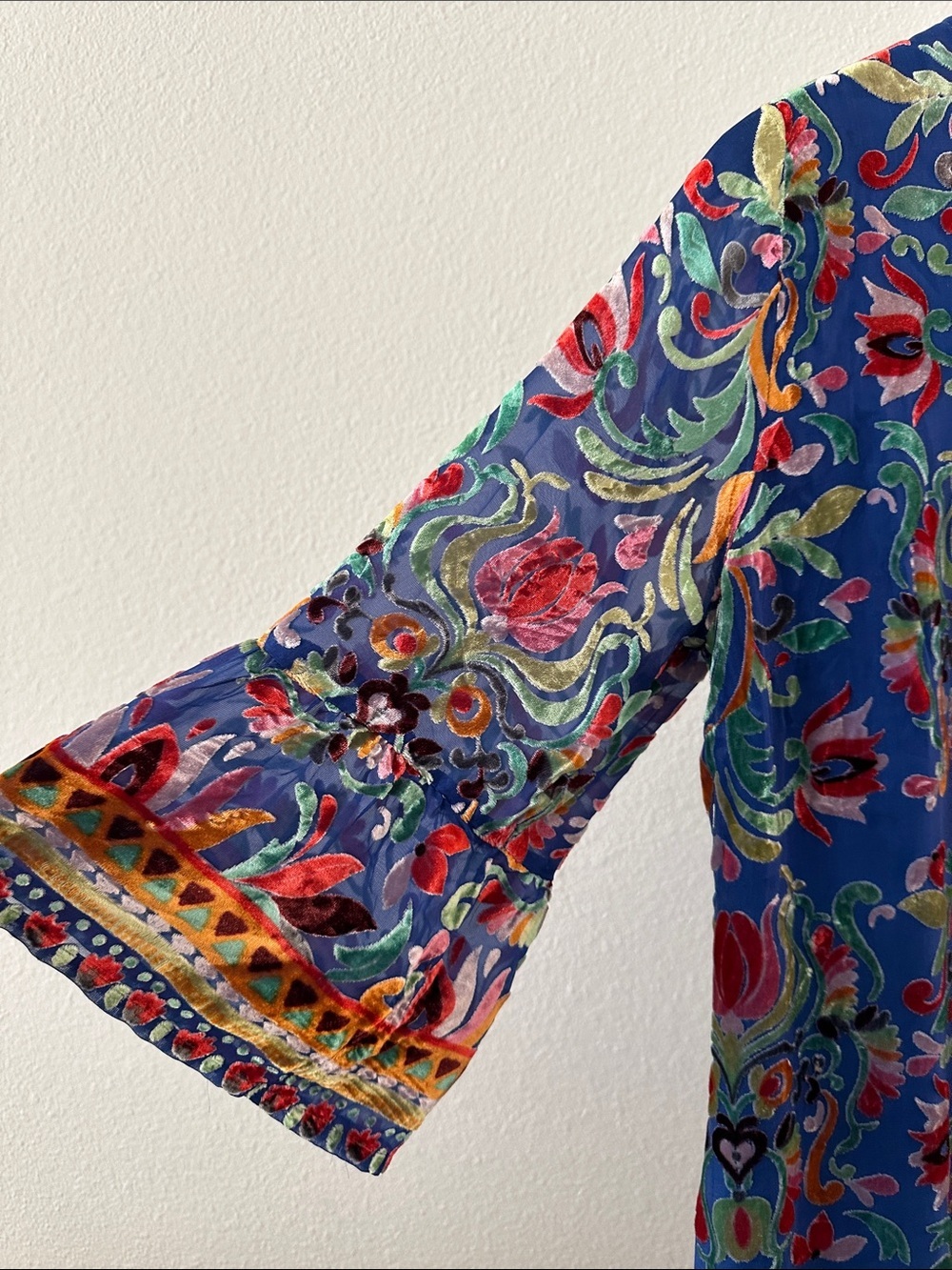 Johnny Was Sofiya Primula Burnout Silk Tunic Dress Blue Floral sz Medium NEW - Picture 5 of 10